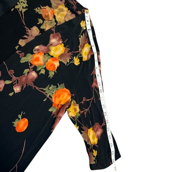 ARTEX Floral Kimono Cardigan Size Large Open Front 3/4 Sleeves Stretchy - Picture 8 of 11